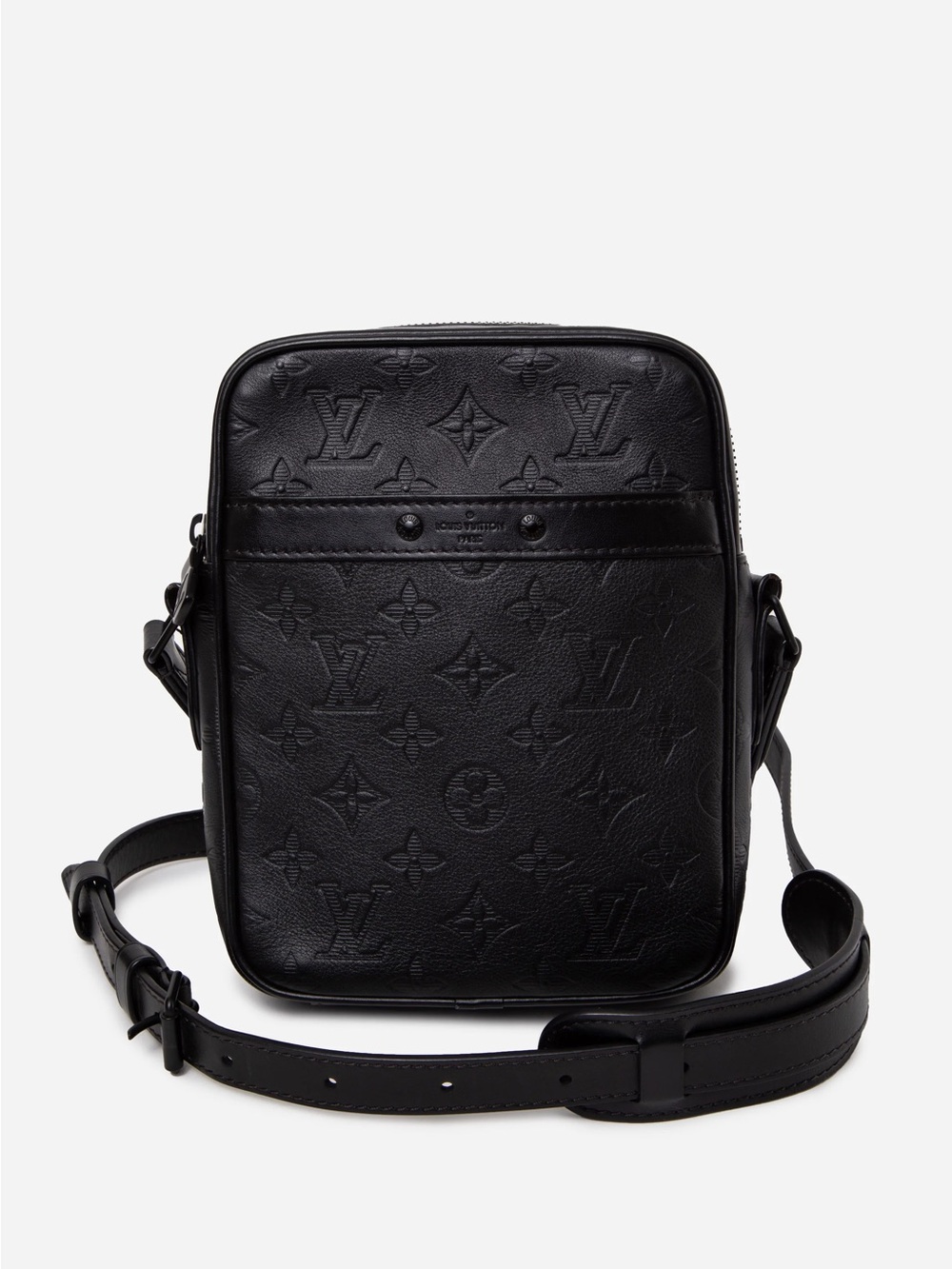 Louis Vuitton 2019 Calfskin Monogram Shadow Danube PM Crossbody Black